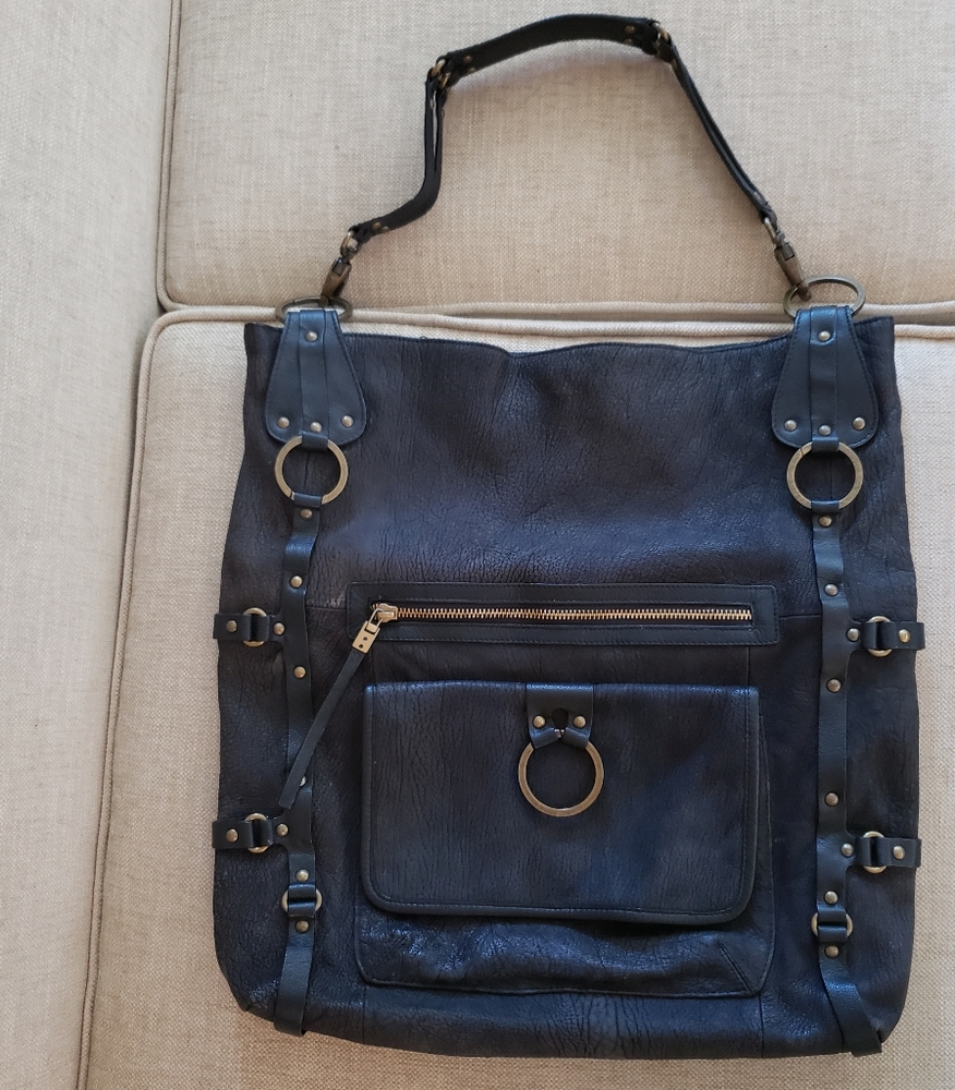 g Series by Cole Haan charcoal black leather shoulder bag